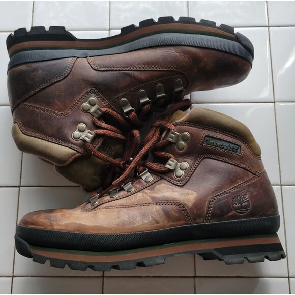 Timberland Leather Size 9M Euro Hiker Leather Boots Outdoors Rugged Backpacking - Picture 1 of 9